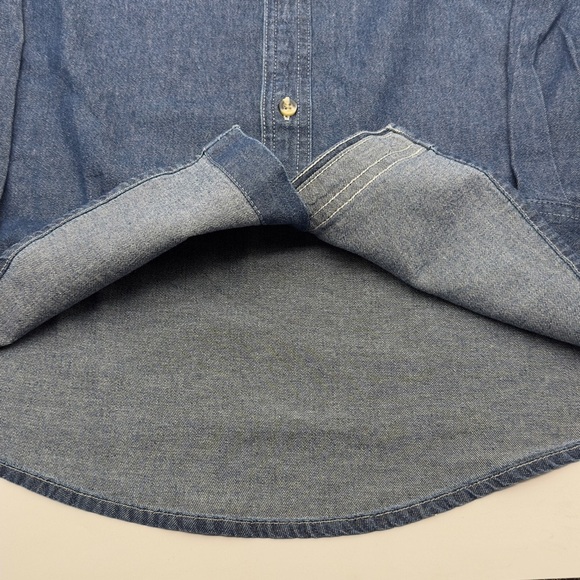 LA Autoshow Port and Company Denim Shirt Mens Large Blue Long Sleeve Button Down - Picture 6 of 9
